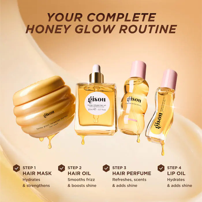 BAJO PEDIDO - Gisou Glow All The Way Hair and Lip Gift Set | Aceite Capilar & Labial Hidratante