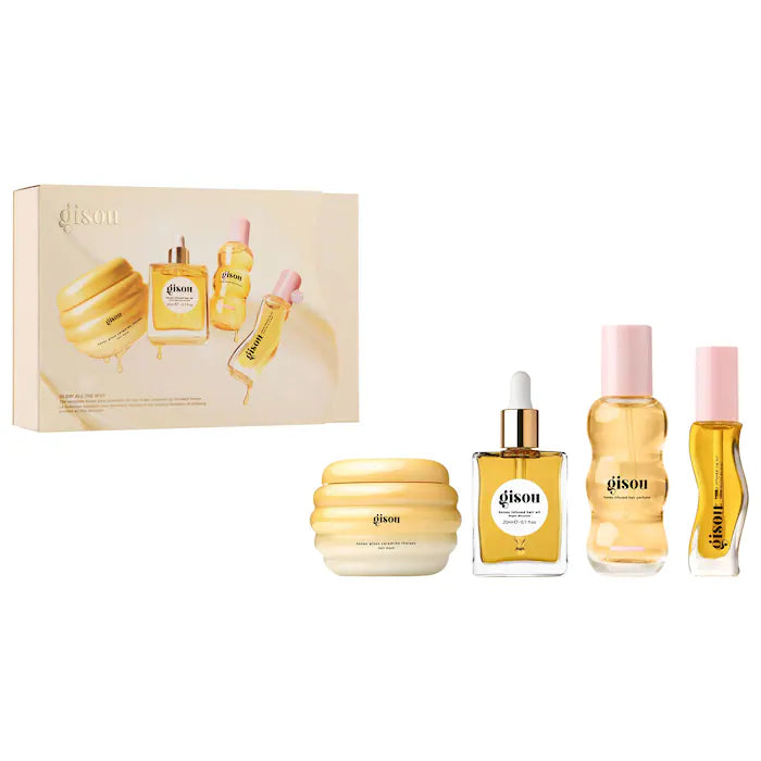 BAJO PEDIDO - Gisou Glow All The Way Hair and Lip Gift Set | Aceite Capilar & Labial Hidratante