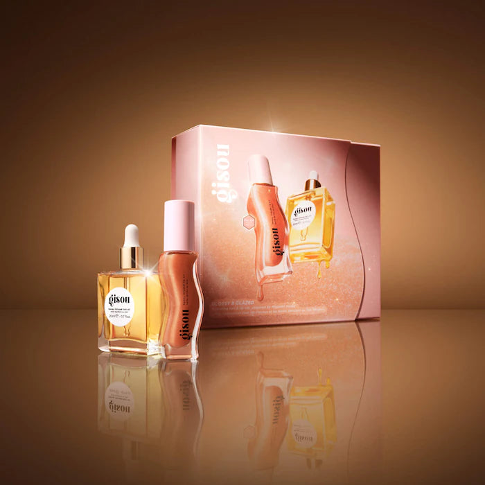 BAJO PEDIDO - Gisou Glossy & Glazed Hair & Lip Oil Gift Set | Aceite Capilar & Labial Hidratante