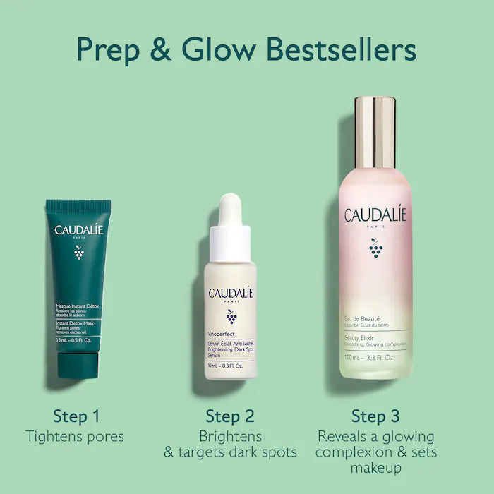 BAJO PEDIDO - Caudalie Prep & Glow Bestsellers Trio | Trío Luminosidad y Poros