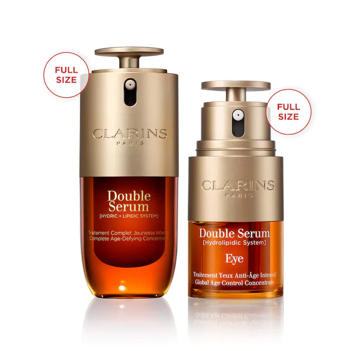 BAJO PEDIDO - Clarins Double Serum Face & Eyes Anti-Aging Skincare Set — Set Antiedad Con Sérum Facial y De Ojos Para Reafirmar, Iluminar y Revitalizar La Piel