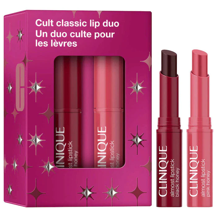 BAJO PEDIDO - CLINIQUE Mini Cult Classic Pink & Black Honey Lip Gift Set | Set de Labiales Icónicos