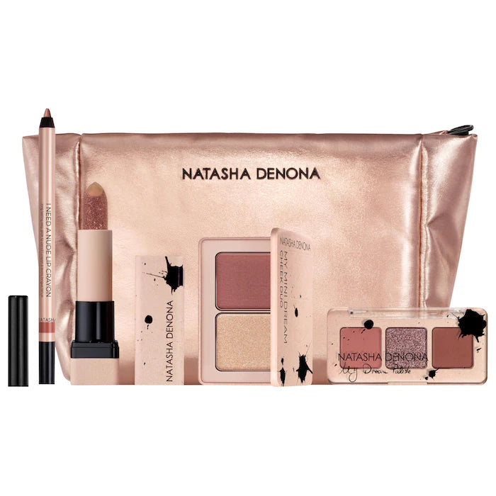SALE BAJO PEDIDO - NATASHA DENONA My Dream Pouch — Set De Maquillaje De Edición Limitada Con Paleta, Labial y Rubor En Tonos Neutros y Rosados