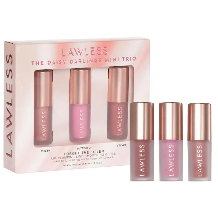 BAJO PEDIDO - LAWLESS Mini Daisy Darlings Lip-Plumping Lip Gloss Trio | Set de Brillos Voluminizadores