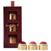 MERIT The Mini Flush Blush Balm Trio — Set De Rubores En Crema Mini Con Acabado Natural En Tonos Postmodern, Le Bonbon Y Redux