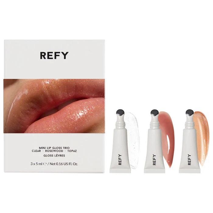 BAJO PEDIDO - REFY Mini Lip Gloss Trio Gift Set — Set De Brillos Labiales Mini Con Acabado Hidratante y Brillante