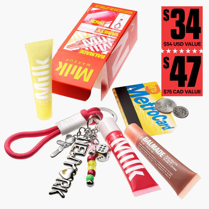 BAJO PEDIDO - MILK MAKEUP Balmade Variety Pack Hydrating Lip Balm & Keychain Gift Set | Bálsamos Labiales Hidratantes