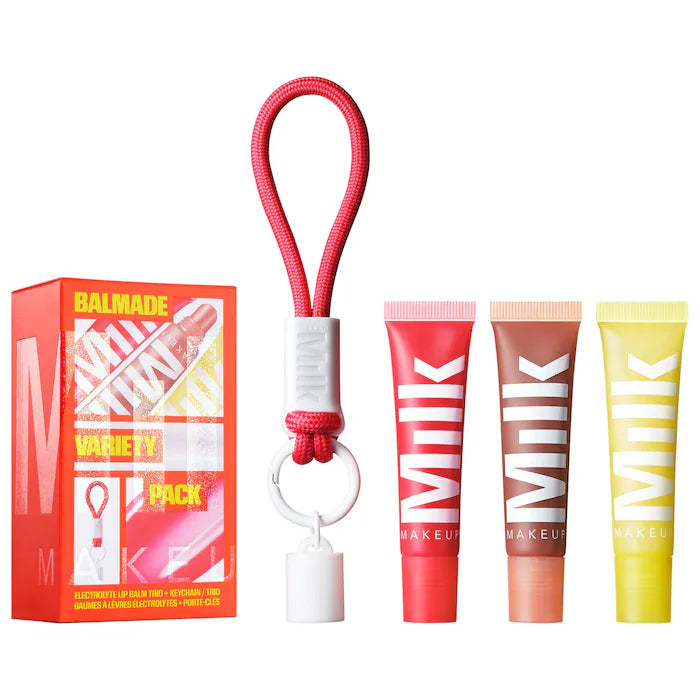 BAJO PEDIDO - MILK MAKEUP Balmade Variety Pack Hydrating Lip Balm & Keychain Gift Set | Bálsamos Labiales Hidratantes