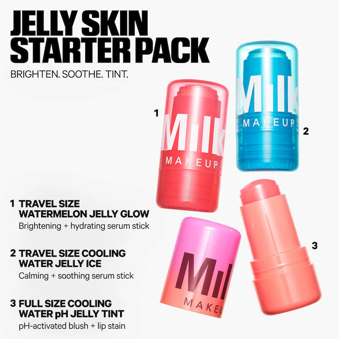 BAJO PEDIDO - MILK MAKEUP Jelly Skin Starter Pack — Set De Skincare + Tint Con Hidratación Profunda y Efecto Natural Luminoso