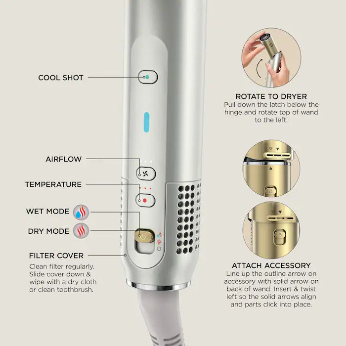 Bajo Pedido - Shark Beauty Glam Hot Tool | Sistema de Peinado y Secado con Aire Caliente Profesional