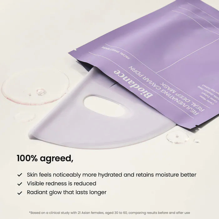 Biodance Rejuvenating Caviar PDRN Real Deep Mask Mascarilla Facial Rejuvenecedora Con Caviar Y PDRN 4 Unidades