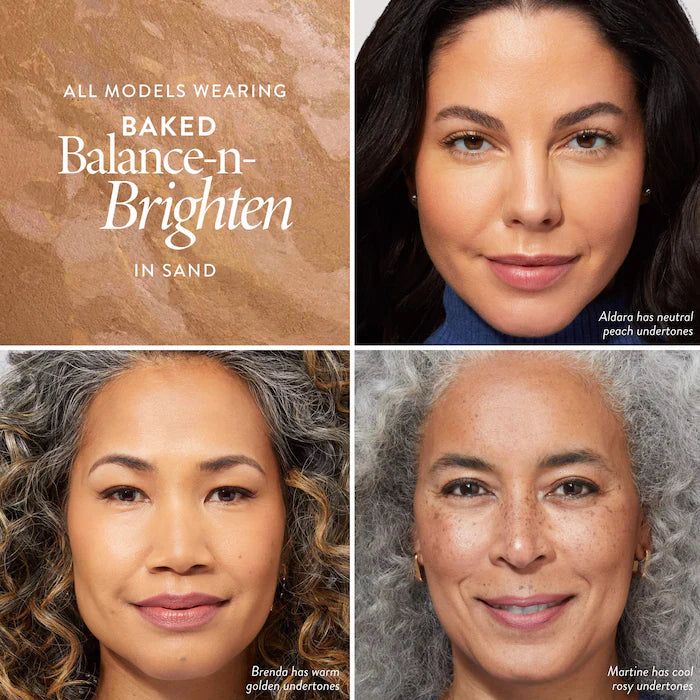 Laura Geller Balance & Brighten Color Correcting Baked Powder Foundation + Kabuki Brush Set