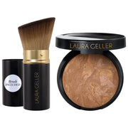 Laura Geller Balance & Brighten Color Correcting Baked Powder Foundation + Kabuki Brush Set
