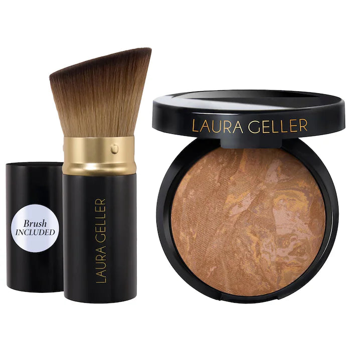Laura Geller Balance & Brighten Color Correcting Baked Powder Foundation + Kabuki Brush Set