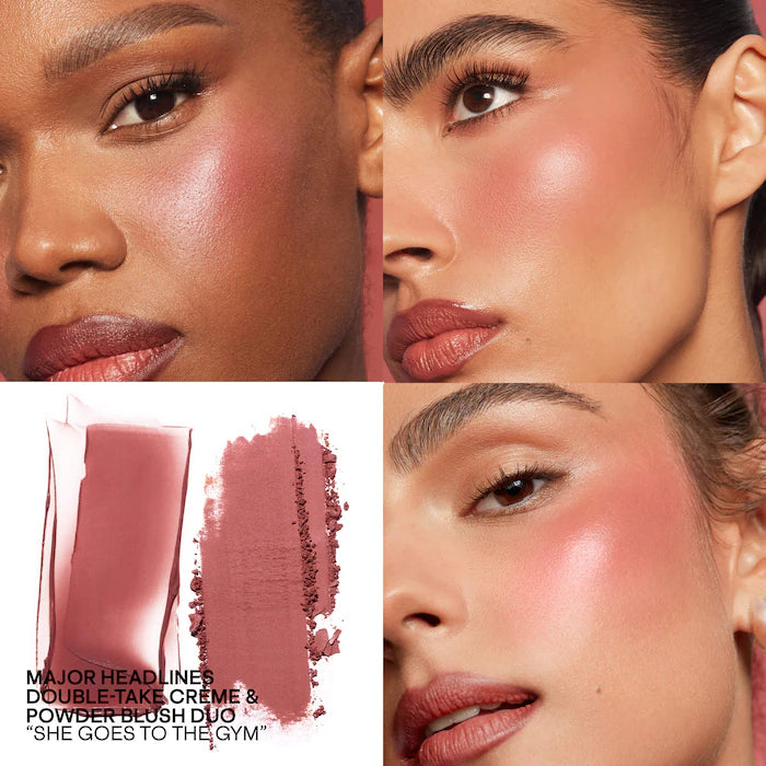 PATRICK TA Mini Major Headlines Double-Take Crème & Powder Blush Duo — Dúo Mini De Rubor En Crema y Polvo Con Acabado Luminoso y De Larga Duración