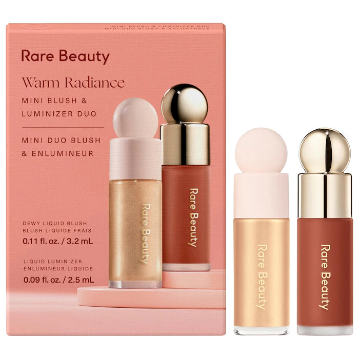 BAJO PEDIDO - RARE BEAUTY Mini Warm Radiance Blush & Luminizer Duo Makeup Gift Set | Set Exclusivo