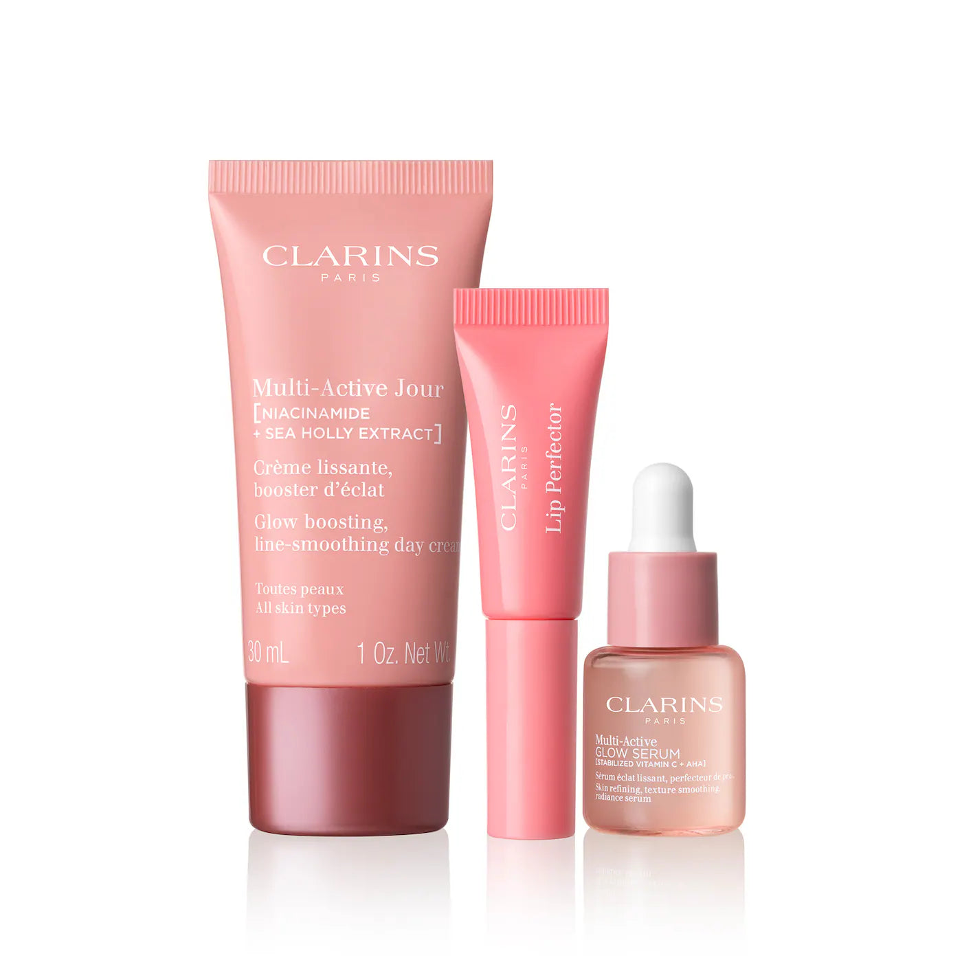 BAJO PEDIDO - Clarins Smooth Glow-Up & Go Set | Trío Alisante e Iluminador