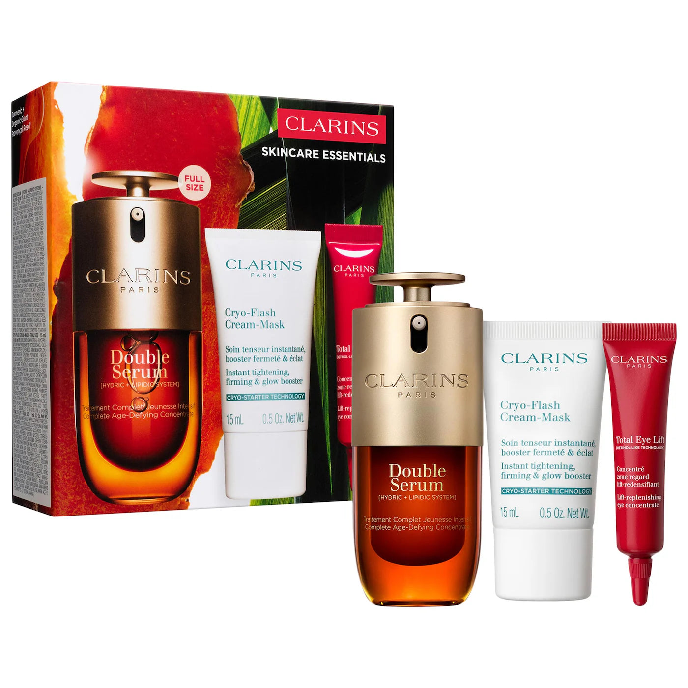 BAJO PEDIDO - Clarins Anti-Aging Skincare Essentials Set | Set Antiedad Con Double Serum