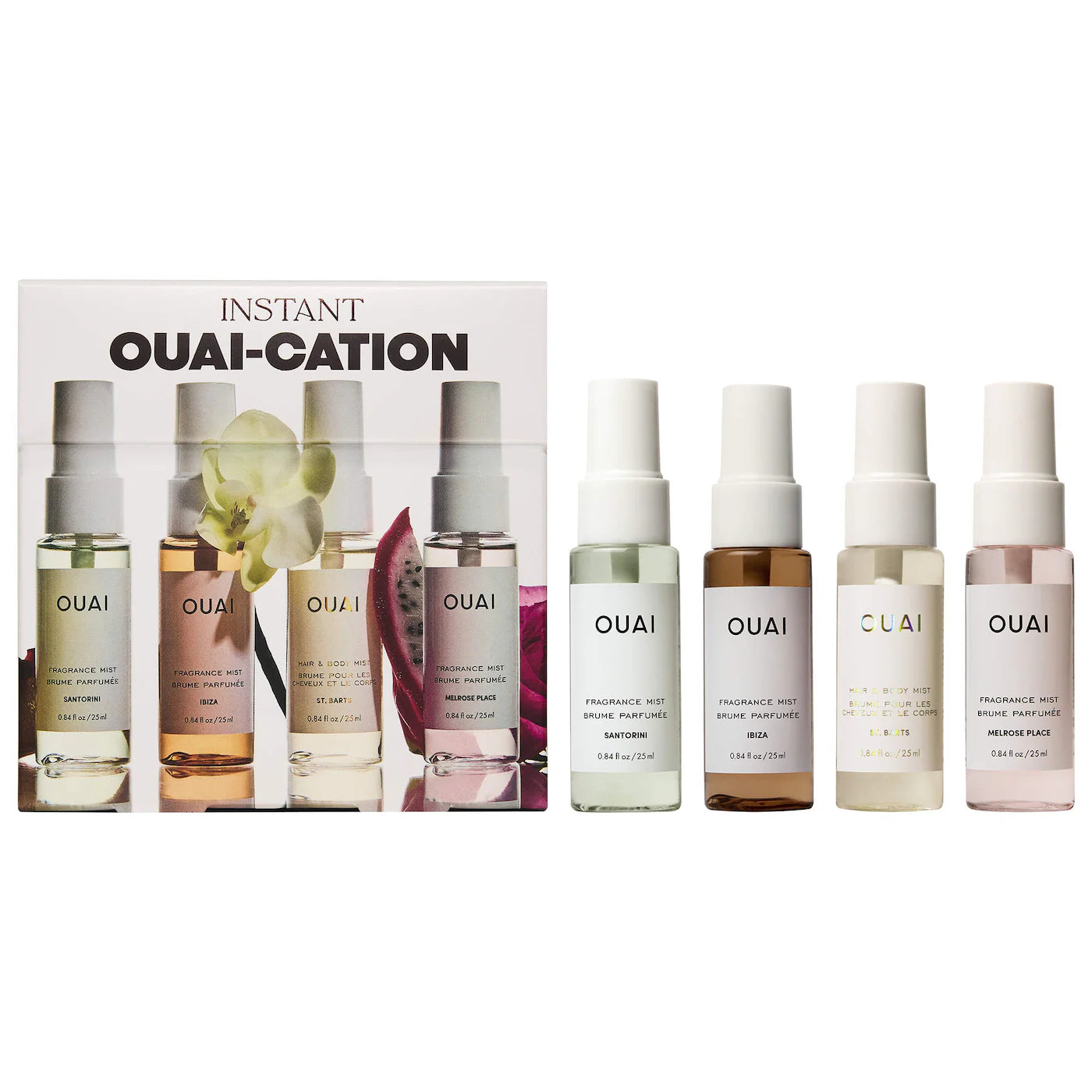 BAJO PEDIDO - OUAI Mini St. Barts, Ibiza, Santorini & Melrose Hair & Body Mist Set | Set Exclusivo