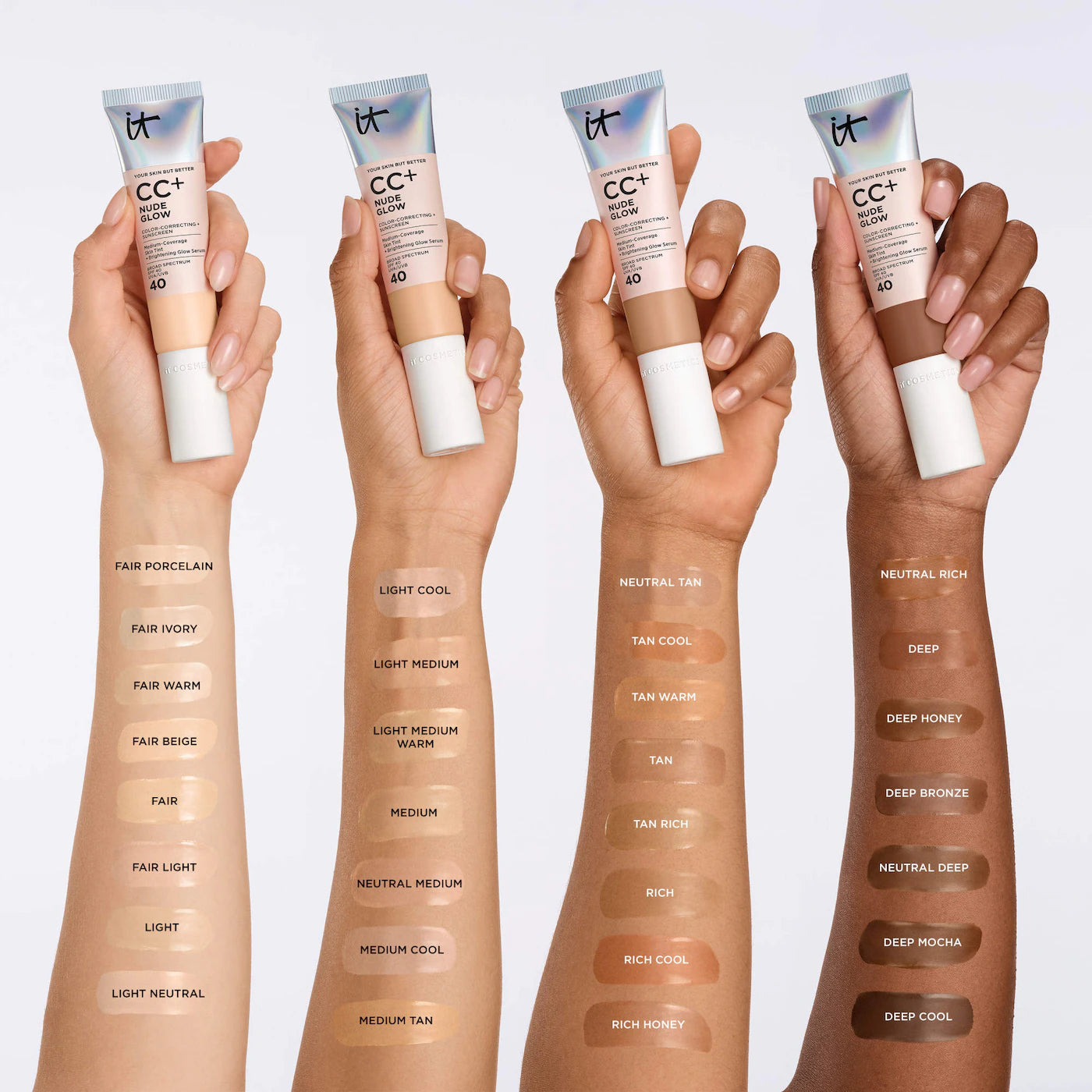 BAJO PEDIDO - IT Cosmetics CC+ Nude Glow Lightweight Foundation + Glow Serum with SPF 40 and Niacinamide | Base de Maquillaje
