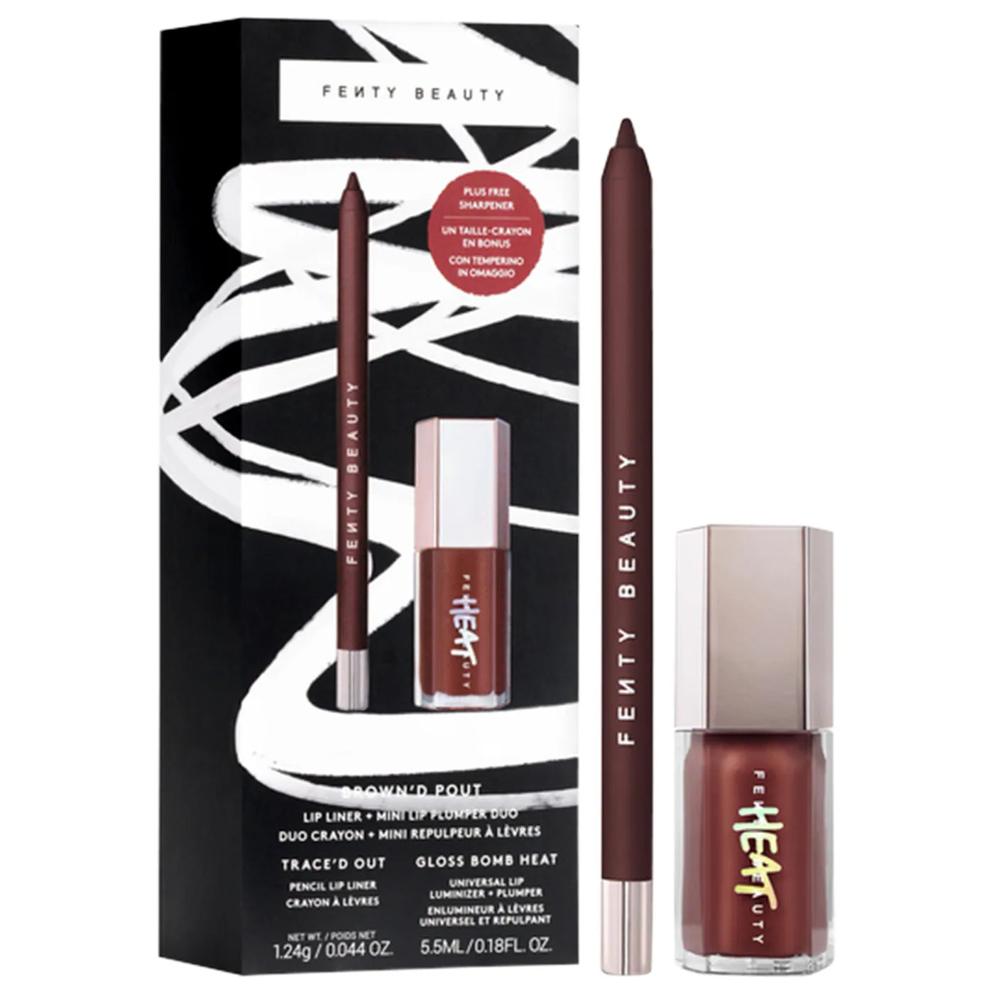 BAJO PEDIDO - FENTY BEAUTY BY RIHANNA Brown'd Pout Lip Liner + Mini Lip Plumper Duo | Set de Labiales