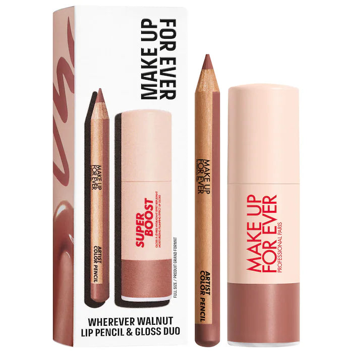 BAJO PEDIDO - Make Up For Ever Mini Artist Color Pencil & Super Boost Lip Gloss Kit – Set Delineador Y Gloss Labial Hidratante