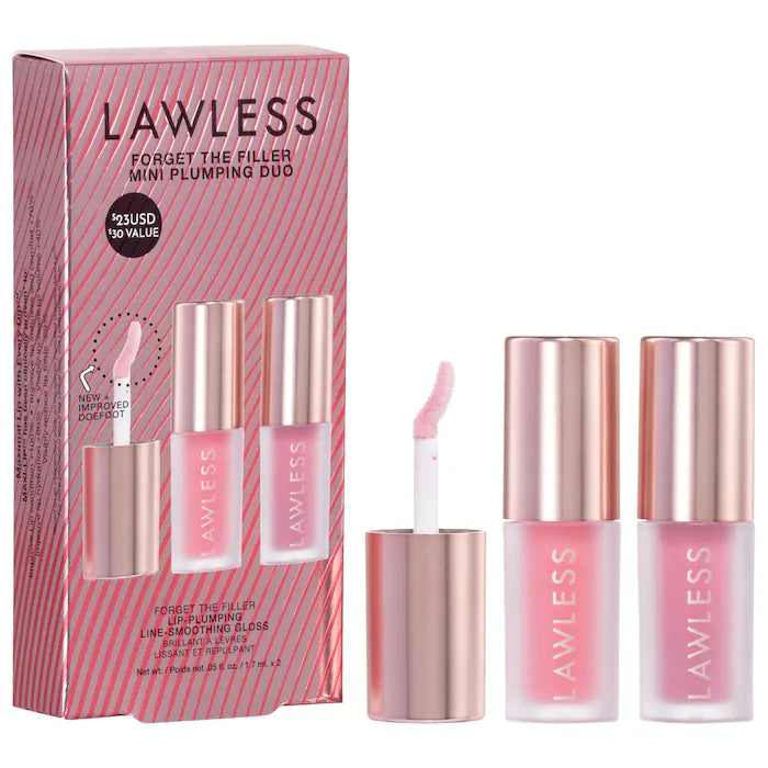 BAJO PEDIDO - LAWLESS Mini Forget The Filler Lip Plumper Duo with Velvet + Strawberry Popsicle | Lip Plumper