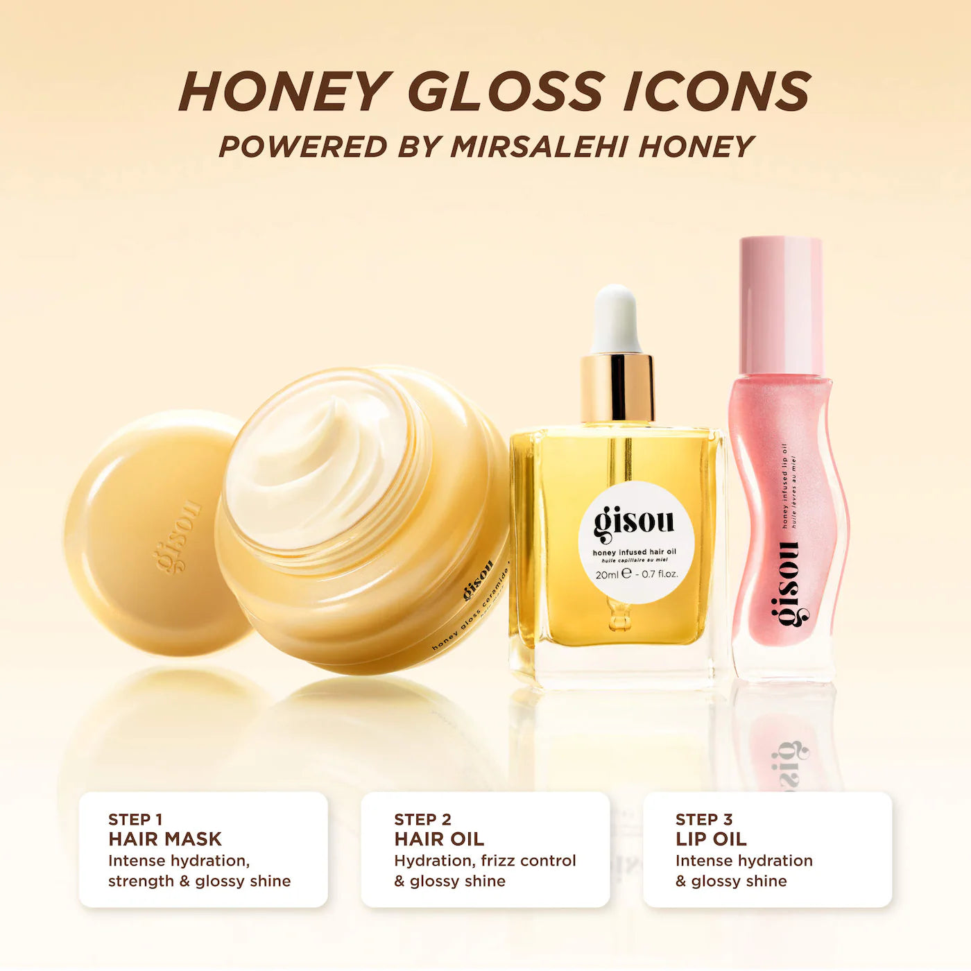 BAJO PEDIDO - Gisou Honey Glow Icons Hair & Lip Set | Set Cabello + Labios Con Miel
