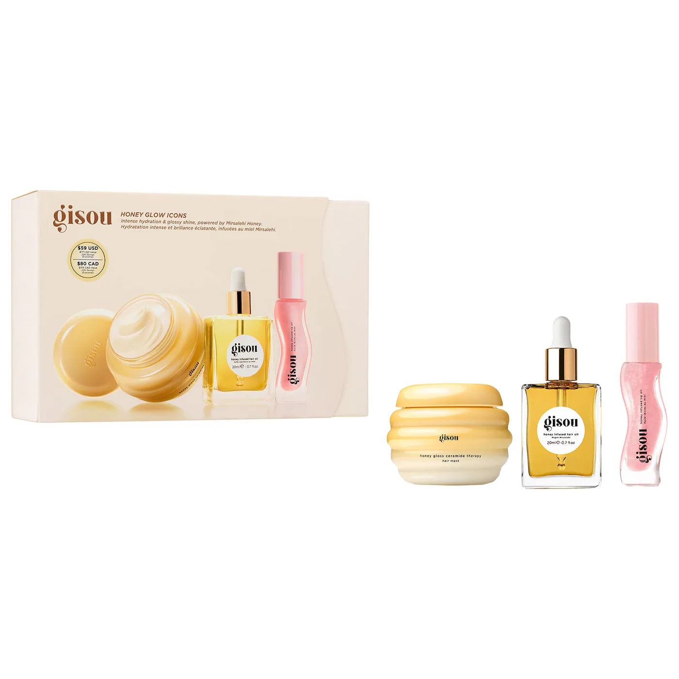 BAJO PEDIDO - Gisou Honey Glow Icons Hair & Lip Set | Set Cabello + Labios Con Miel