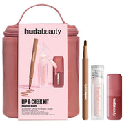 SALE BAJO PEDIDO - Huda Beauty Blushed Nudes Lip & Cheek Kit – Set De 3 Productos Tamaño Completo: Tinte Labial, Gloss Y Rubor Líquido