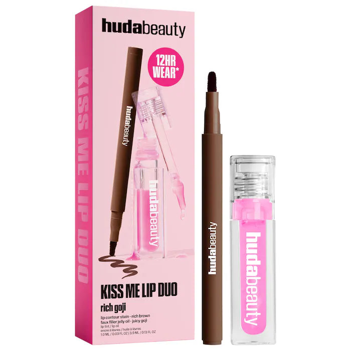 SALE BAJO PEDIDO - Huda Beauty Kiss Me Lip Contour Stain And Lip Jelly Gift Set – Dúo De Delineador  Y Aceite Labial