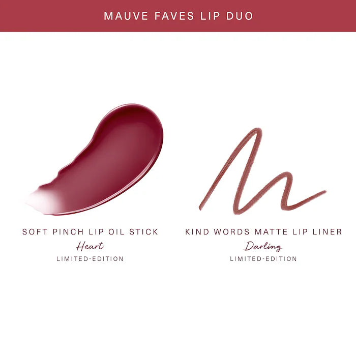 BAJO PEDIDO - Rare Beauty Mauve Faves Lip Duo Makeup Gift Set – Set De Delineador Mate Y Bálsamo Labial En Barra
