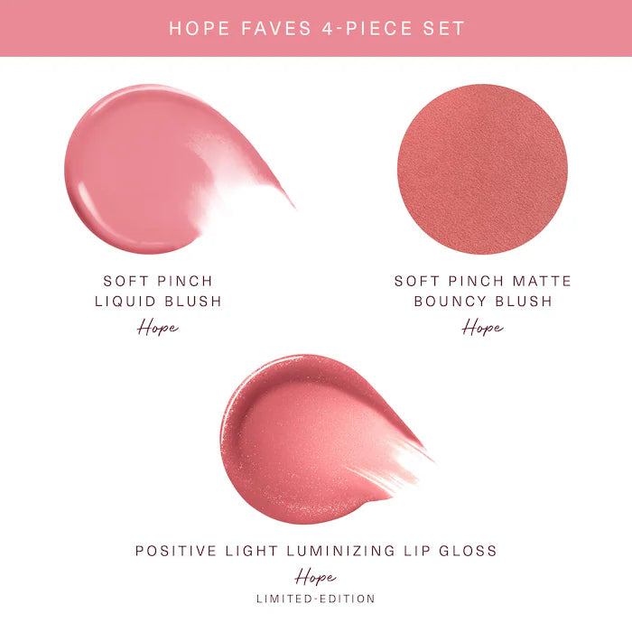 BAJO PEDIDO - Rare Beauty Hope Faves 4-Piece Makeup Gift Set – Set De Rubor Dúo Y Gloss En Tono Hope