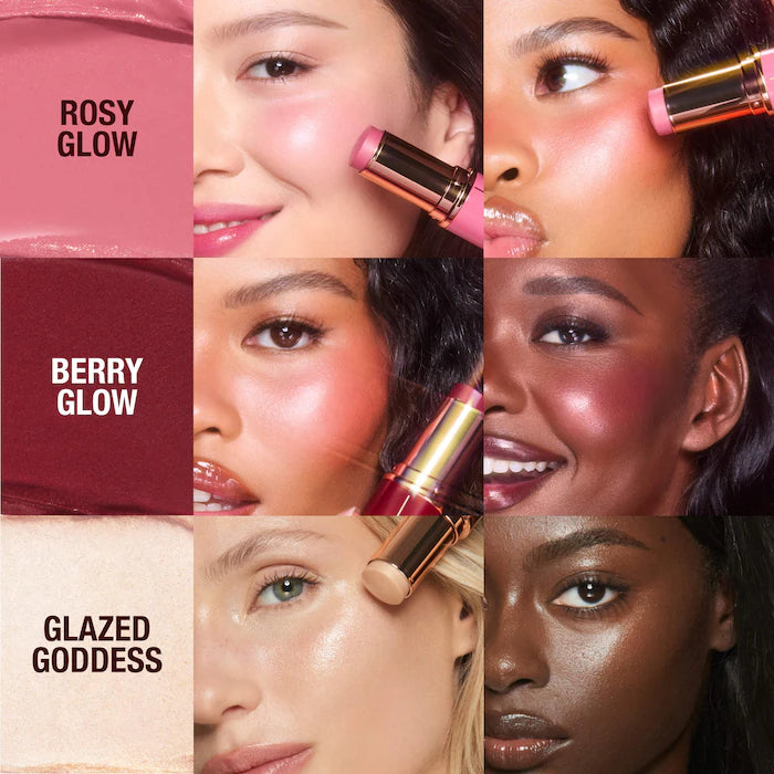 BAJO PEDIDO - Charlotte Tilbury Mini Unreal Blush + Glow Trio – Set De 3 Sticks Mini De Rubor E Iluminador Con Colageno Y Ácido Hialurónico